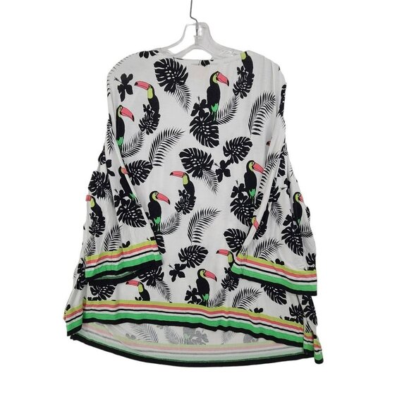 Ruby Rd. Large Shirt Toucan 3/4 Kimono Bird Tassel Top Blouse Tropical Cruise 3x - Picture 6 of 8